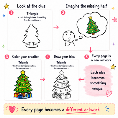 Imagine The Other Half Book Set: An Interactive Drawing & Coloring Book for Ages 3-8 to Complete and Create Half-Drawn Creative Book
