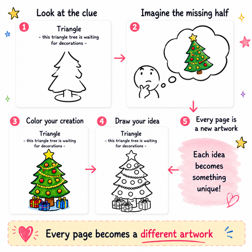 Imagine The Other Half Book Set: An Interactive Drawing & Coloring Book for Ages 3-8 to Complete and Create Half-Drawn Creative Book