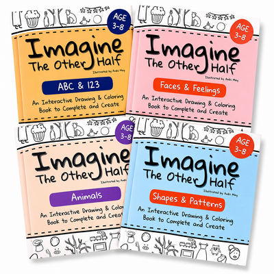 Imagine The Other Half Book Set: An Interactive Drawing & Coloring Book for Ages 3-8 to Complete and Create Half-Drawn Creative Book