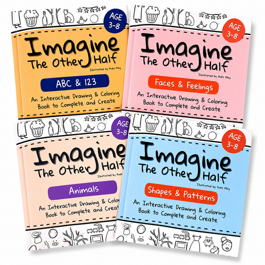 Imagine The Other Half Book Set: An Interactive Drawing & Coloring Book for Ages 3-8 to Complete and Create Half-Drawn Creative Book