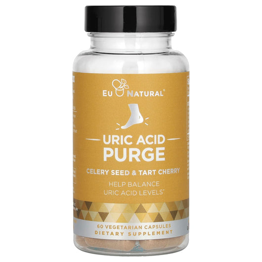 Eu Natural Purge Uric Acid Flush - Eat & Drink What You Want - Uric Acid Support for Joints & Mobility with Celery Seed, Tart Cherry & Chanca Piedra - 60 Vegetarian Capsules